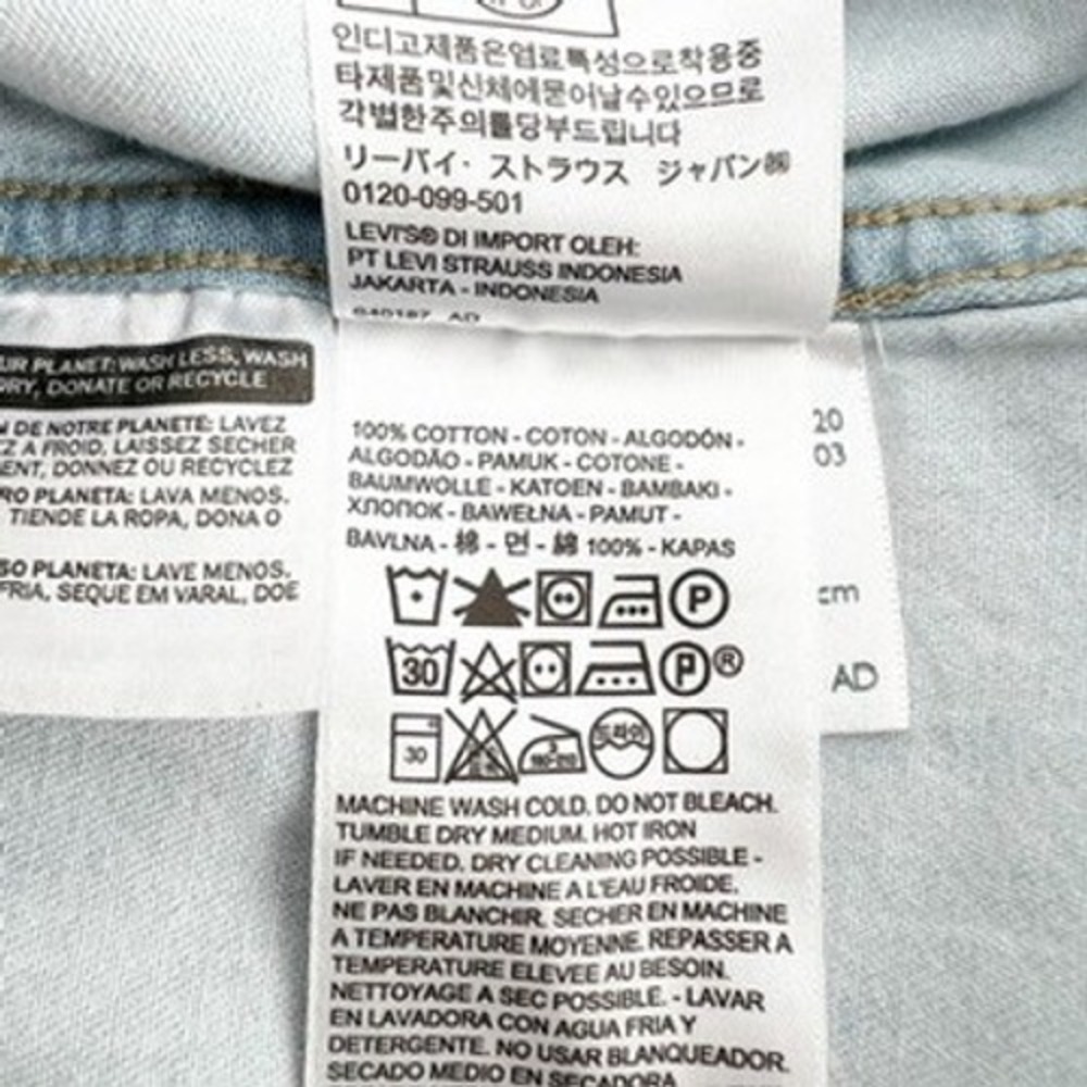 Levi Strauss Womens Western Denim Shirt Light Wash Pearl Snap Long Sleeve Large - Picture 6 of 6